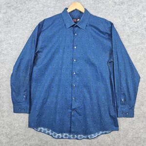 J Ferrar JF Men's Stretch Slim Dress Shirt Size XL 17-17‎ 1/2 - 34/35 Geometric